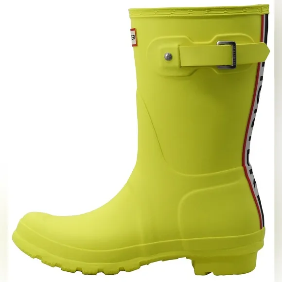 Hunter - Women's Short Tri Colour Logo Backstrap Boot Zesty Yellow - size 9