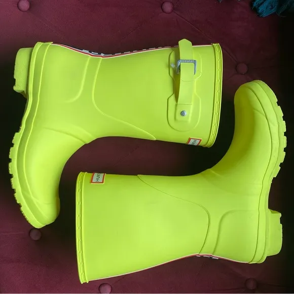 Hunter - Women's Short Tri Colour Logo Backstrap Boot Zesty Yellow - size 9