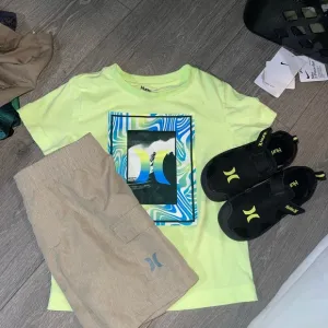 Hurley Kids T-Shirt and Shorts Set with Sandals