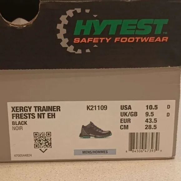Hytest Safety Footwear, Xergy Footrests* Steel Toe Shoes, Mn's 10.5, Nearly NEW