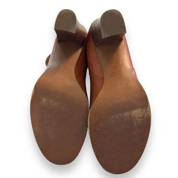 I. Crew Chestnut Leather Block Heel Ankle Boots 28443