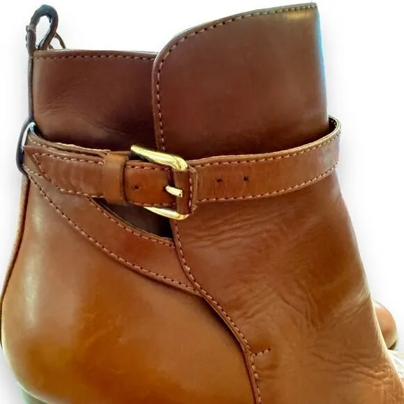 I. Crew Chestnut Leather Block Heel Ankle Boots 28443