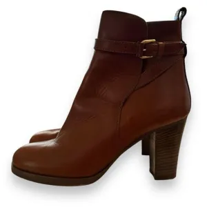I. Crew Chestnut Leather Block Heel Ankle Boots 28443