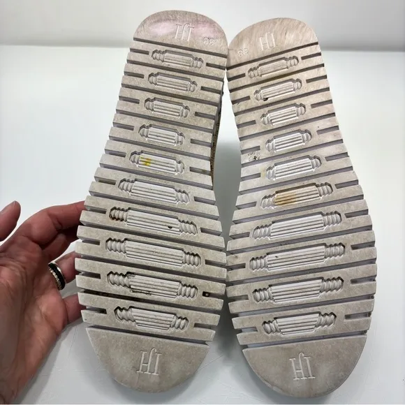 Ilse Jacobsen Tan Latte Leather Tulip 3373 Perforated Slip On Platform Sneakers