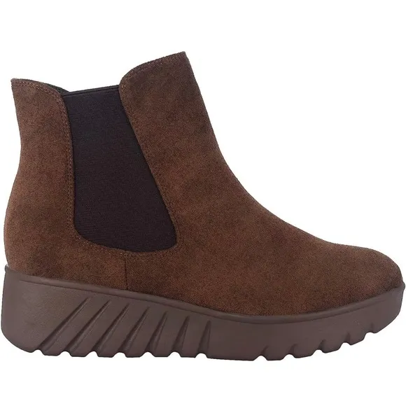 Impo ENESSA platform wedge bootie with memory foam size 8 Cocoa fall boots
