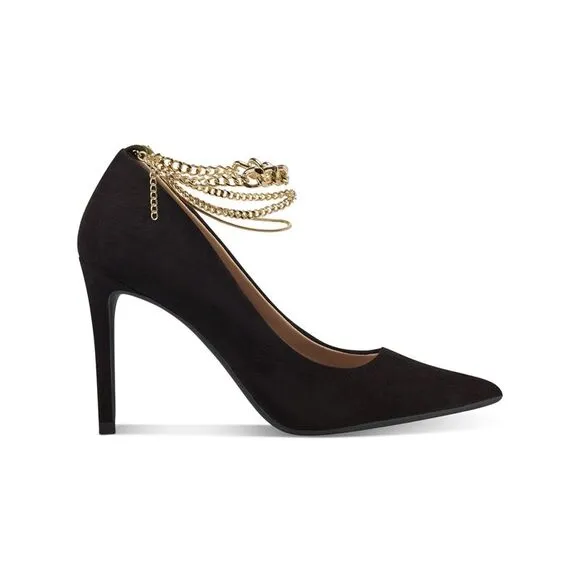 INC Womens Black Sadelle Pointed Toe Stiletto Buckle Dress Pumps Shoes 6 M