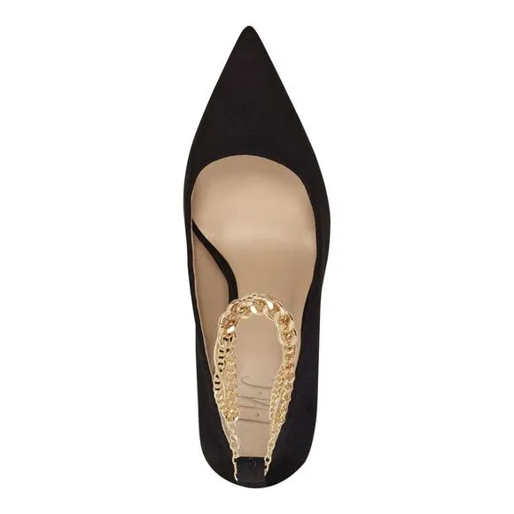 INC Womens Black Sadelle Pointed Toe Stiletto Buckle Dress Pumps Shoes 6 M