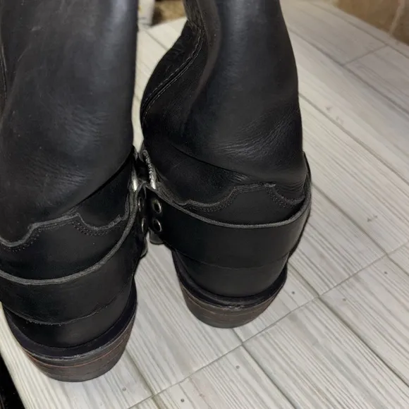 Indian Motorcycles Black Leather Harness Boots Slip On Vibram Soles Men’s 8.5