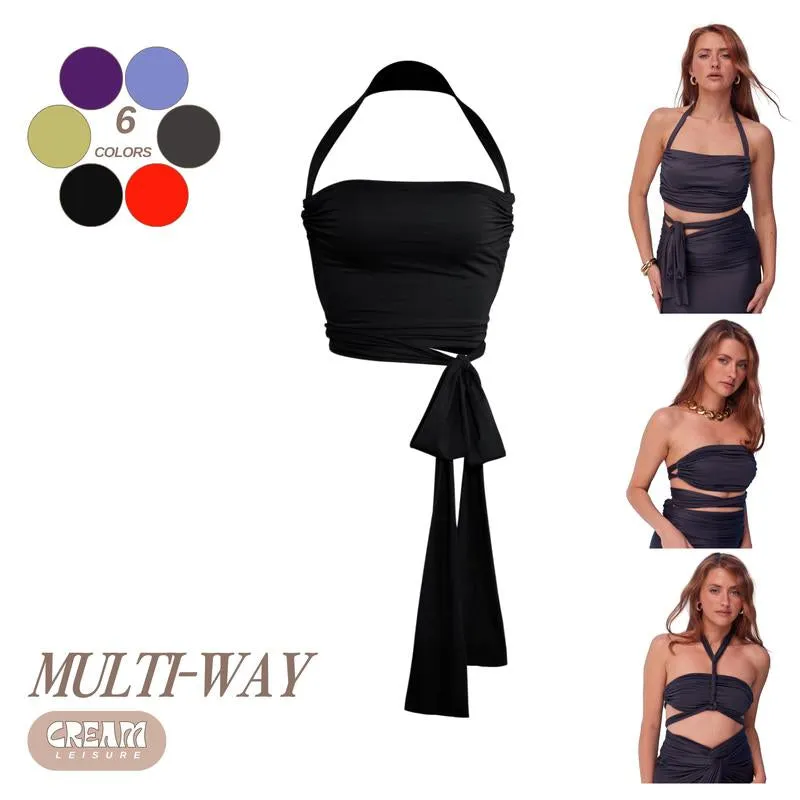 Infinite Tiny Top - Black - Luxe Coord Soft Stretchy Bandeau Adjustable Top Multiway Leisurewear Modal Spandex Matching Piece