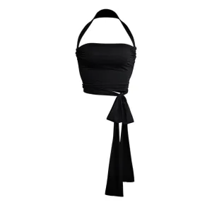 Infinite Tiny Top - Black - Luxe Coord Soft Stretchy Bandeau Adjustable Top Multiway Leisurewear Modal Spandex Matching Piece
