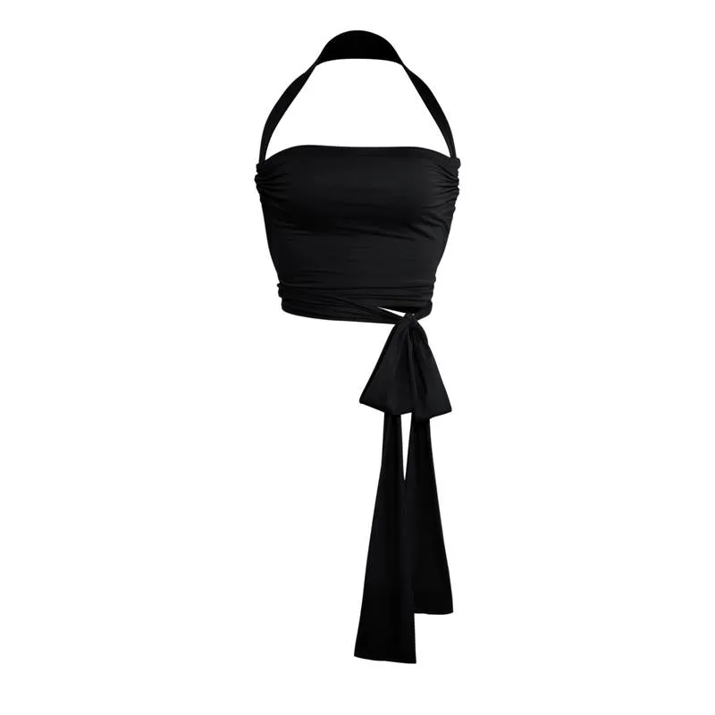 Infinite Tiny Top - Black - Luxe Coord Soft Stretchy Bandeau Adjustable Top Multiway Leisurewear Modal Spandex Matching Piece