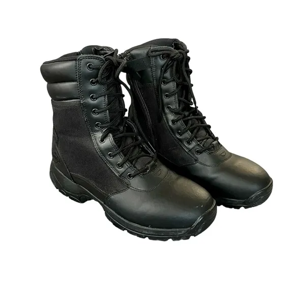 Interceptor Black 8” Ankle Tactical Work Combat Boots YKK Side Zip Size 12