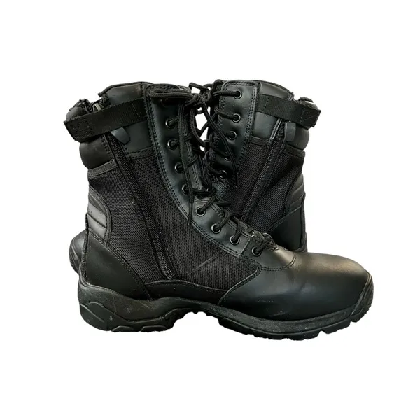 Interceptor Black 8” Ankle Tactical Work Combat Boots YKK Side Zip Size 12