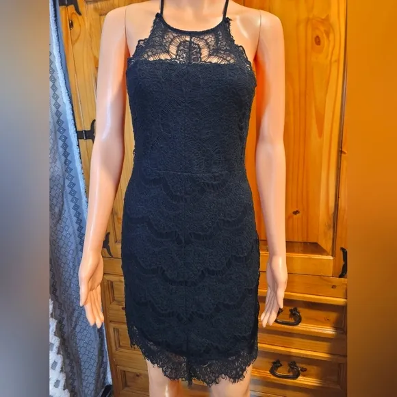 INTIMATELY FREE PEOPLE Elegant Black Lace Dress
