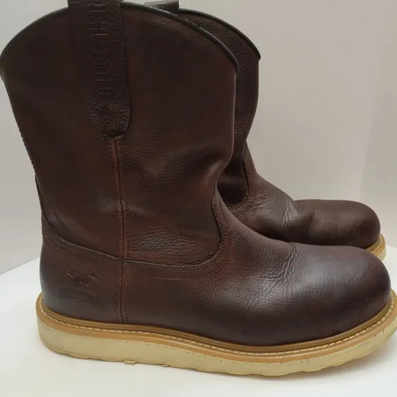 Irish Setter Ashby Boots Men's 11.5D Brown Leather Pull-On Safety Toe Work