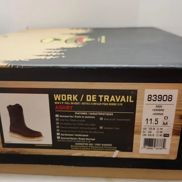 Irish Setter Ashby Boots Men's 11.5D Brown Leather Pull-On Safety Toe Work