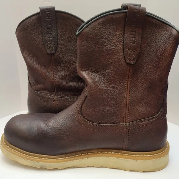 Irish Setter Ashby Boots Men's 11.5D Brown Leather Pull-On Safety Toe Work