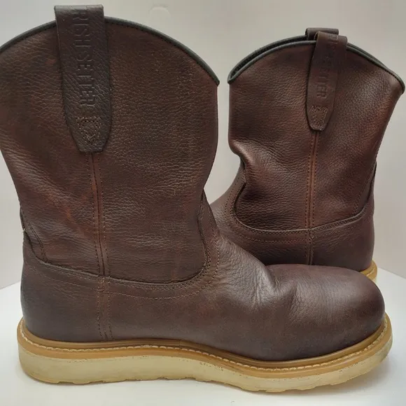 Irish Setter Ashby Boots Men's 11.5D Brown Leather Pull-On Safety Toe Work
