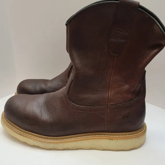 Irish Setter Ashby Boots Men's 11.5D Brown Leather Pull-On Safety Toe Work