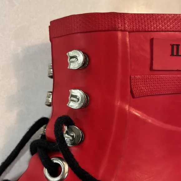 Isle Jacobsen Womens Short Rain Boots Red 36 Lace Up Cotton Lining Sustainable
