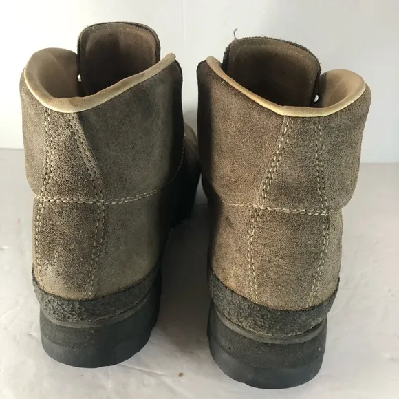 Itailian Brown Leather Hiking Boots, Red Laces. Size 10 Vibratom. Some Stains.