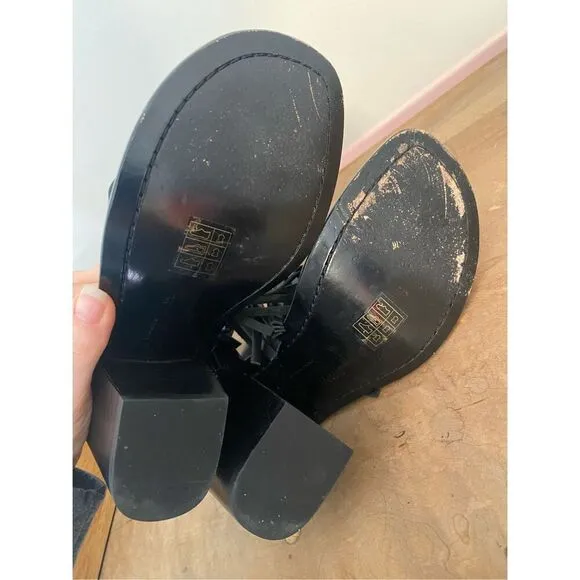 Ivy Kirzhner size 8 Vero Cucio Black Gold Sandals Heels shoes leather