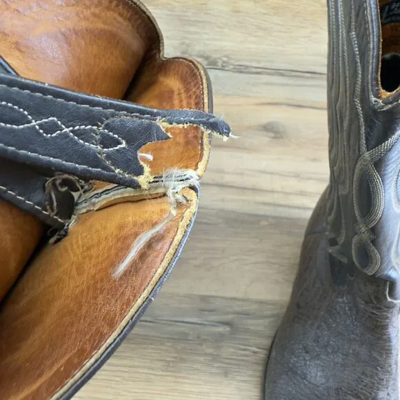 J Chisholm Black &amp; Brown Stitched Leather Men’s Cowboy Boots USA Made Si…