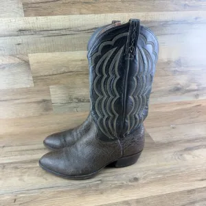 J Chisholm Black &amp; Brown Stitched Leather Men’s Cowboy Boots USA Made Si…