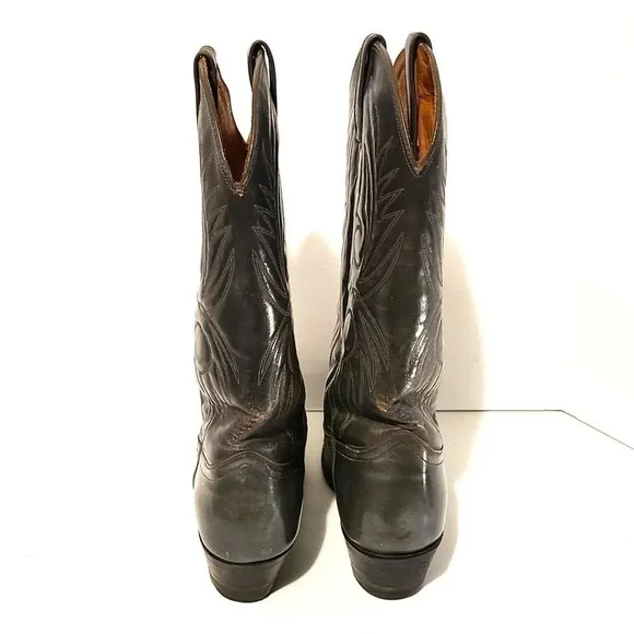 J. CHISHOLM WESTERN LEATHER COWBOY BOOTS MEN'S SIZE 9 D GRAY MADE IN USA