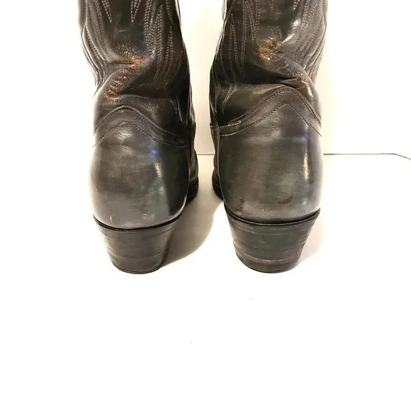 J. CHISHOLM WESTERN LEATHER COWBOY BOOTS MEN'S SIZE 9 D GRAY MADE IN USA