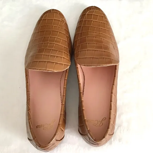 J. CREW Croc Embossed Leather Smoking Loafers Shoes