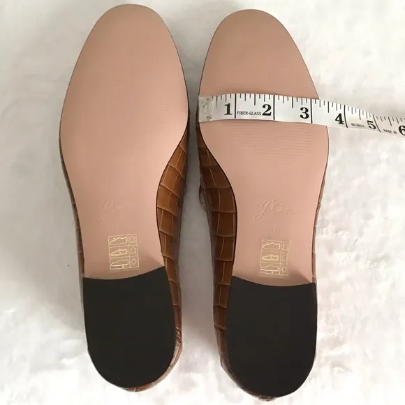 J. CREW Croc Embossed Leather Smoking Loafers Shoes