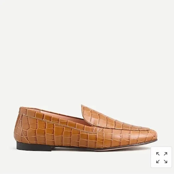 J. CREW Croc Embossed Leather Smoking Loafers Shoes