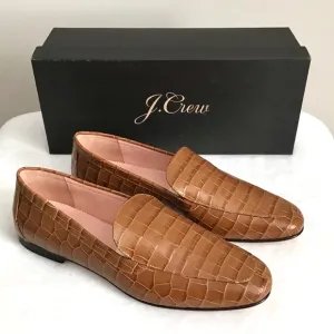 J. CREW Croc Embossed Leather Smoking Loafers Shoes