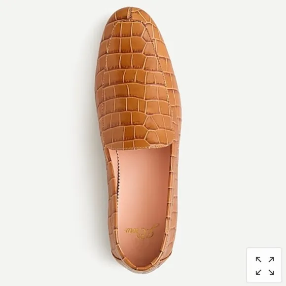 J. CREW Croc Embossed Leather Smoking Loafers Shoes