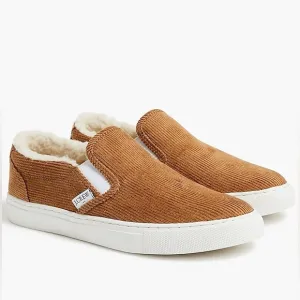 J. Crew Factory Corduroy Slip-On Sneakers with Sherpa Lining