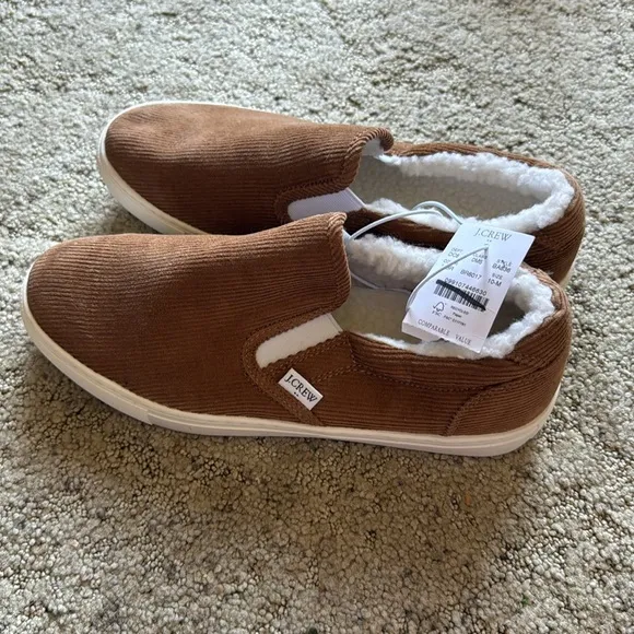 J. Crew Factory Corduroy Slip-On Sneakers with Sherpa Lining