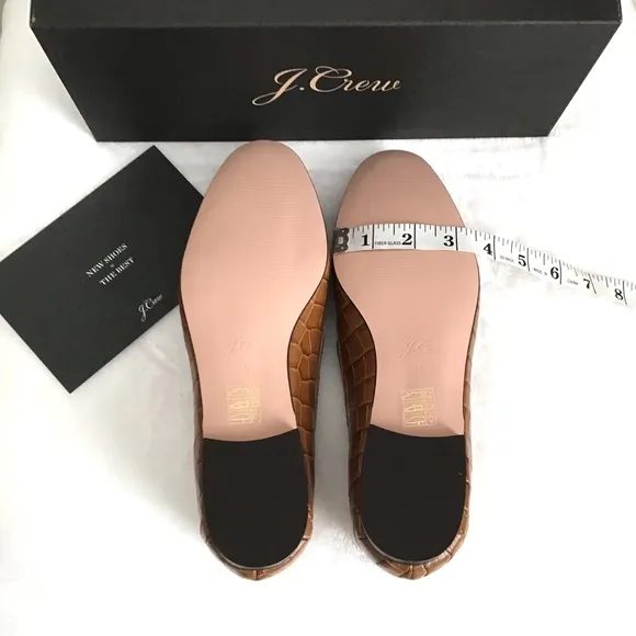 J. CREW Leather Loafers Shoes in Dark Cedar Croc Embossed New In Box