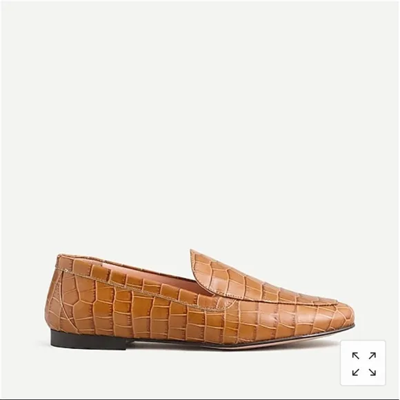 J. CREW Leather Loafers Shoes in Dark Cedar Croc Embossed New In Box