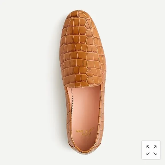 J. CREW Leather Loafers Shoes in Dark Cedar Croc Embossed New In Box