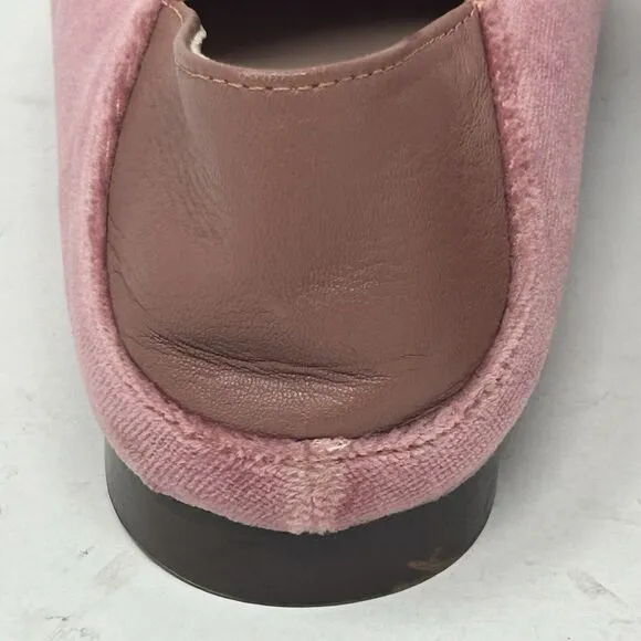 J. Crew Smoking Slippers Pink Velvet Size 10 Leather Crash Heel Loafers Flats