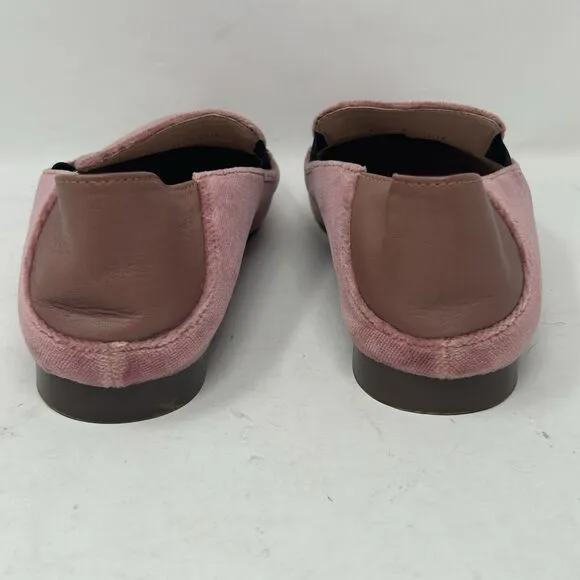J. Crew Smoking Slippers Pink Velvet Size 10 Leather Crash Heel Loafers Flats