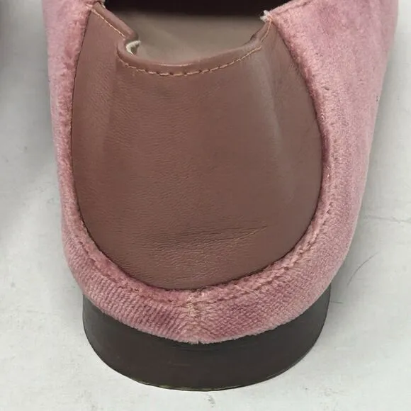 J. Crew Smoking Slippers Pink Velvet Size 10 Leather Crash Heel Loafers Flats