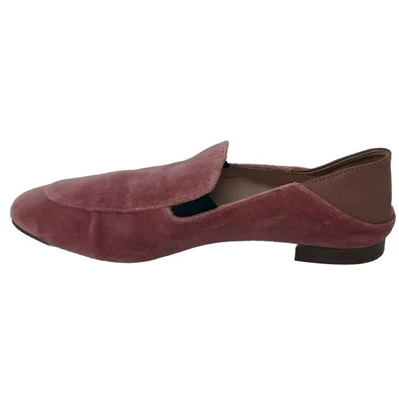 J. Crew Smoking Slippers Pink Velvet Size 10 Leather Crash Heel Loafers Flats