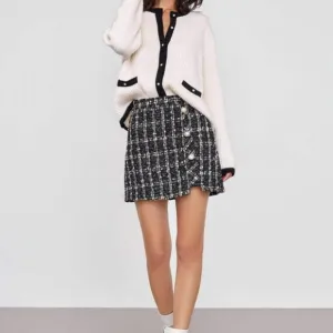 J. Ing Plaid Boucle Mini Skirt