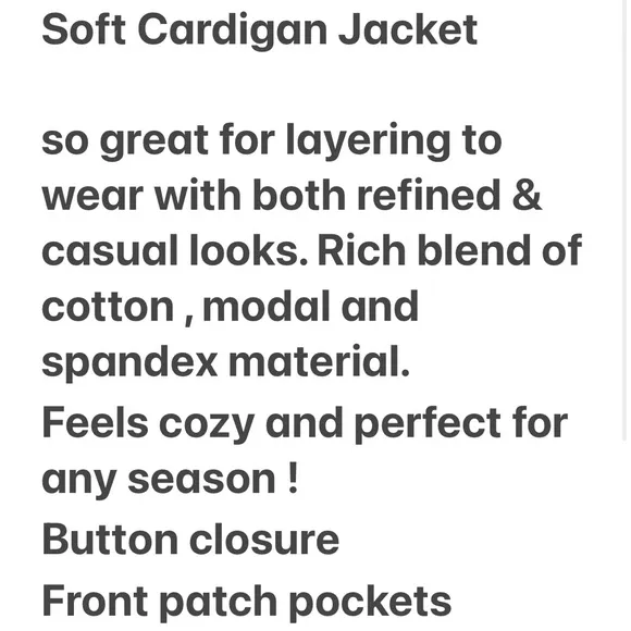 J Jill Cardigan Lightweight Button Front Pop Over Jumper Duster Black Size Large