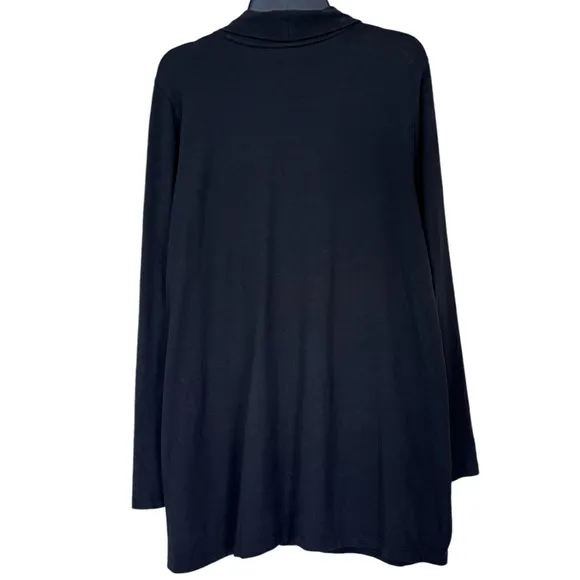 J Jill Cardigan Lightweight Button Front Pop Over Jumper Duster Black Size Large