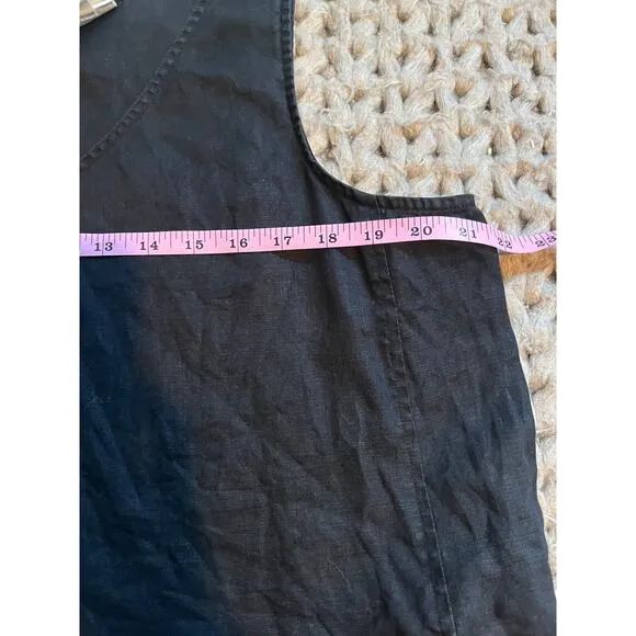 J. Jill pure jill linen asymmetric sleeveless  black midi dress size large