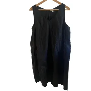 J. Jill pure jill linen asymmetric sleeveless  black midi dress size large