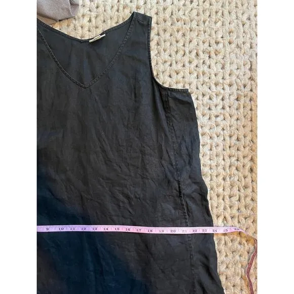 J. Jill pure jill linen asymmetric sleeveless  black midi dress size large